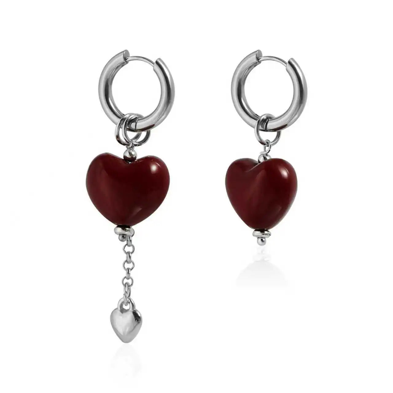 European and American Style Glitter Heart Sweet Drop Earrings for Girls Dainty Trendy Jewellry for Women Ladies Accessories
