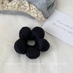 Sweet Cute Flower Shaped Fashion Scrunchies for Girls Chic Solid Color Classic Hair Ties for Women Ladies Hair Accessories