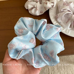 Large Bear Print Hair Ties Scrunchies High Elasticity Cute Creative Vintage Design Stylish Hair Accessories for Women's Daily