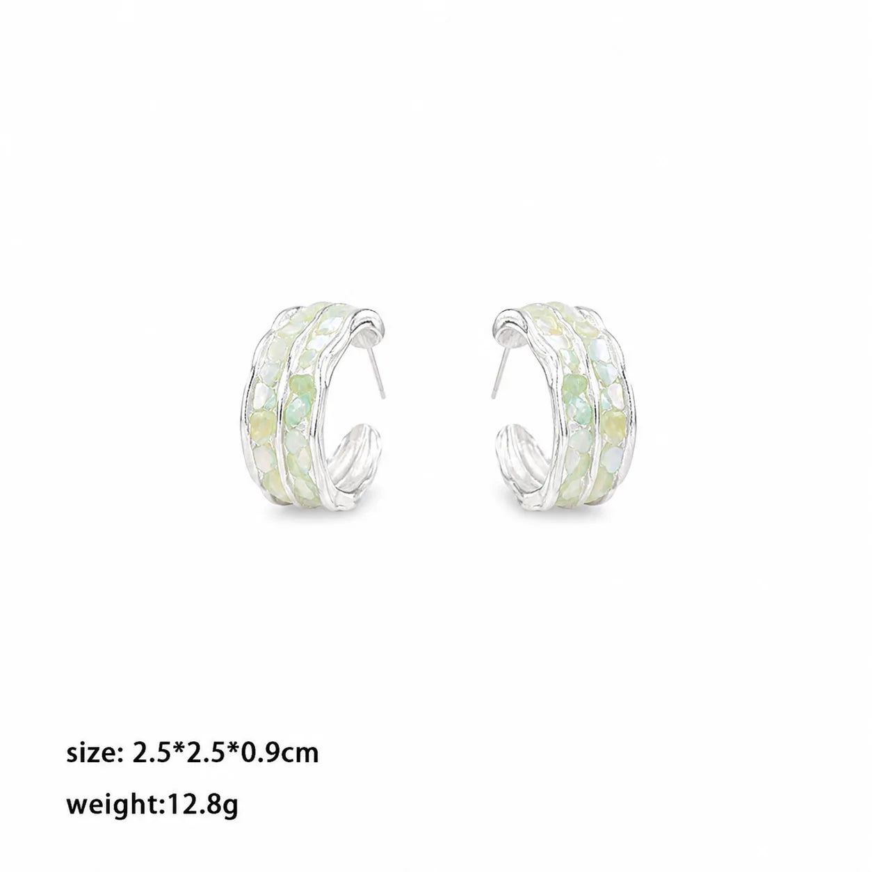 Fashion Crushed Shell S925 Silver  Classic Trendy Hoop Earrings for Girls Stylish Jewelry for Women Ladies Wholesale Bulk