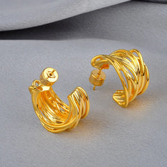 European and American Trendy Earrings Copper Simple C-shaped Irregular Earring Women's High-end Fashion Earrings Niche Design