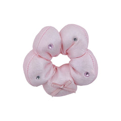 Pink Solid Color Flower Glitter Scrunchies for Baby Girls Sweet Cute Hair Ties for Kids Children Hair Accessories in Stock