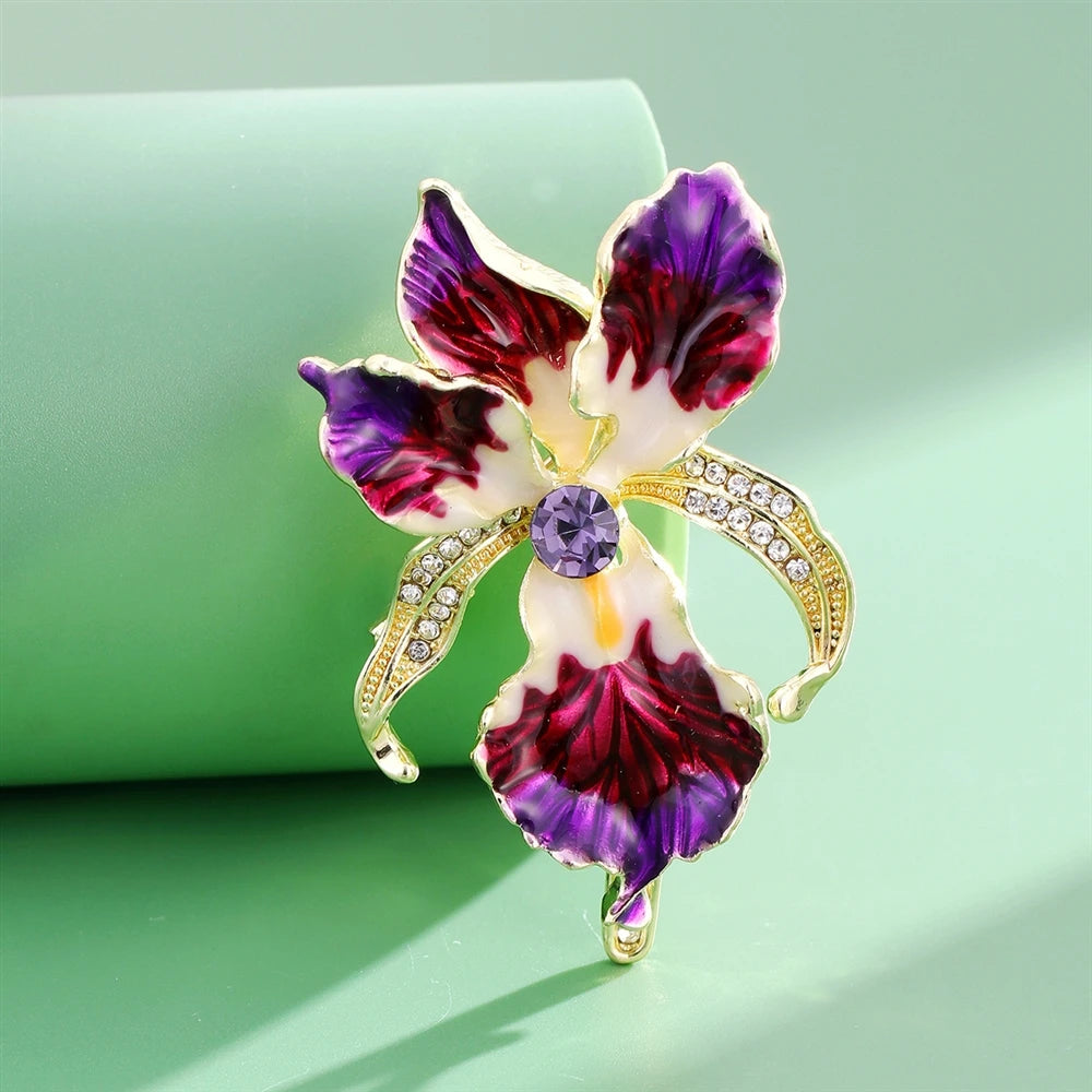 Fashion Flowers Glitter Elegant Brooches for Girls Stylish Trendy Glamorous Charms Pins Jewelry for Women Ladies Accessories