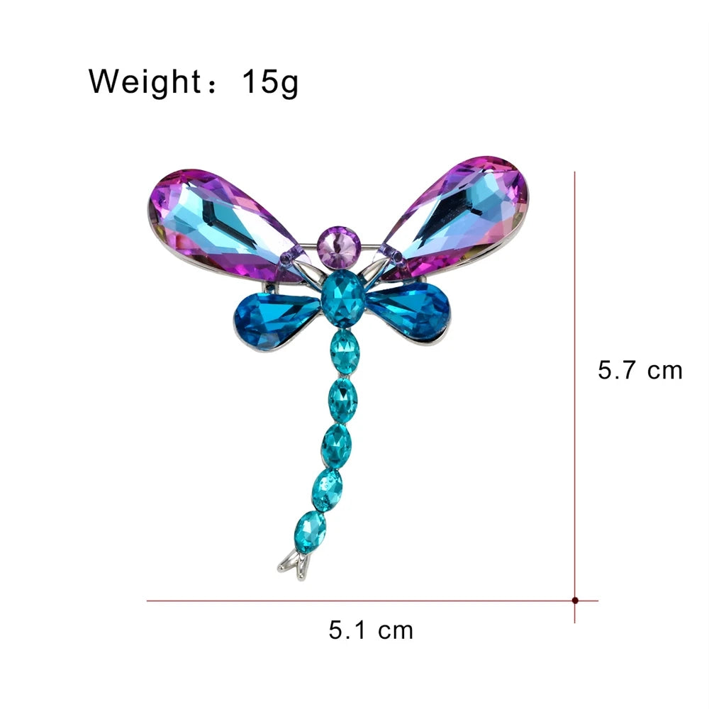 Fashion Sweet Dragonfly Rhinestone Glitter Sparking Brooches for Girls Elegant Pins Jewelry for Women Ladies Accessories Chic