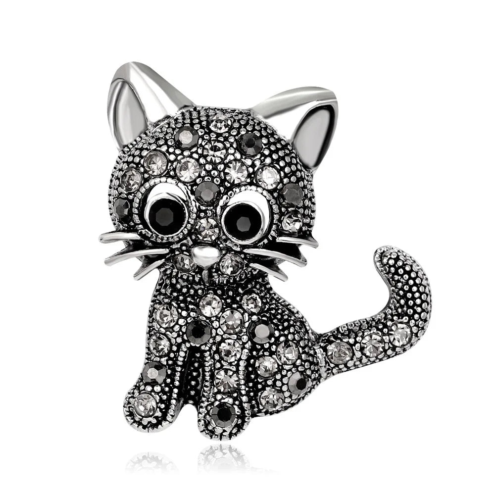 Fashion Glitter Dainty Glitter Cats Brooches for Girls Animals Cute Pins Jewelry for Women Ladies Accessories Chinese Supplier