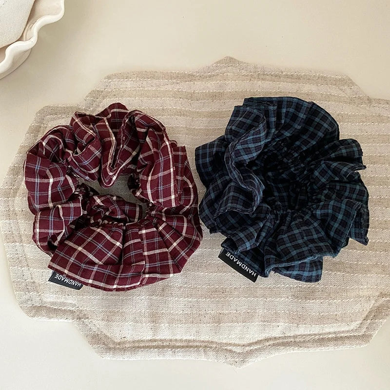 Fashion Plaid Simple Classic Flower Scrunchies for Girls Elegant Graceful Hair Ties for Women Ladies Hair Accessories Trendy