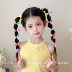 Children Multicolor Minimalistic Fluffy Balls High Elastic Hair Ties Fashion Sweet in Stock Scrunchies Accessory for Kids Daily