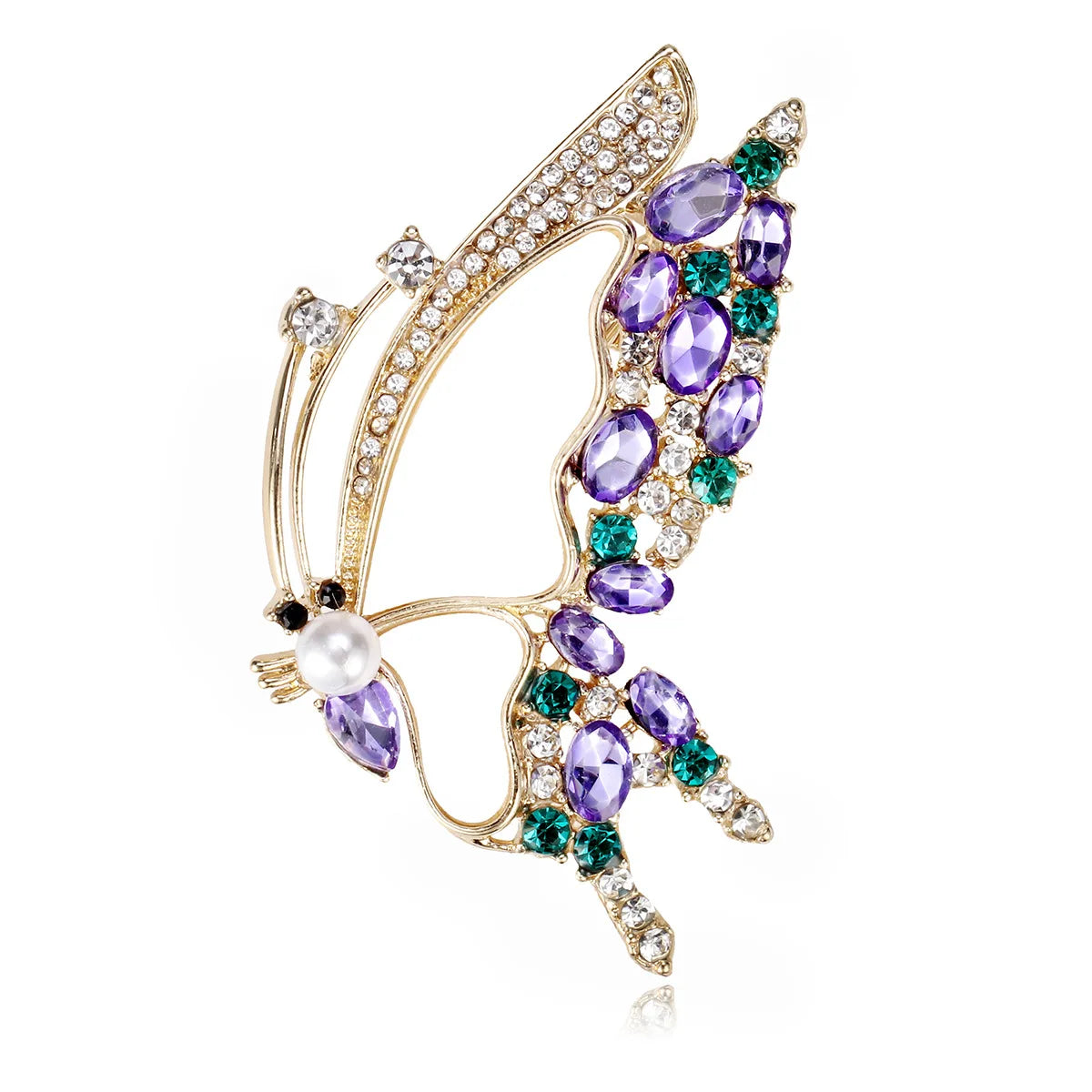 Fashion Glitter Rhinestone Butterfly Sweet Brooches for Girls Sparking Elegant Pins Jewelry for Women Ladies Accessories Chic