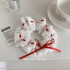 Red Bowknot Ribbon Hair Ties for Women Adjustable High Quality Fashion Stunning Scrunchies for Daily Use Cute Hair Accessories