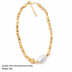 Women Gold Baroque Pearl 18k Gold-plated Necklace Bracelet Elegant Fashion Low MOQ Factory Price in Stock Jewelry for Female