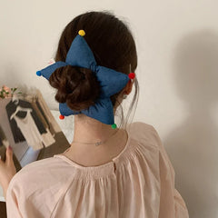 Women 2025 Hot Sale Star Shape Solid Color Scrunchies Fashion Elegant New Design Bulk Order in Stock Daily Hair Ties Accessories