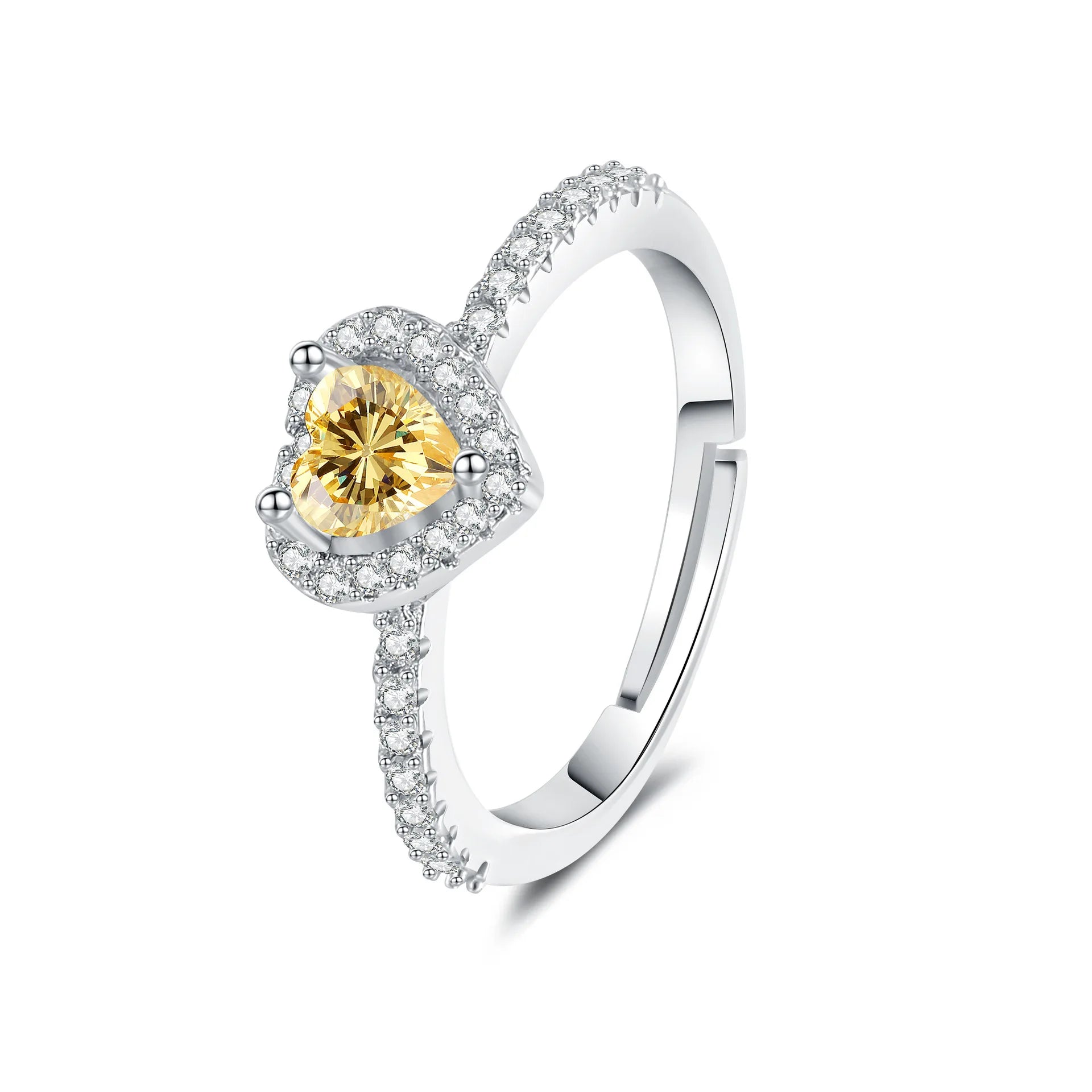 Shining Colorful Heart-shaped Ring Women's Classic Fashionable Zircon Jewelry Ring Romantic Wedding Gift Accessory Hot Sale Bulk