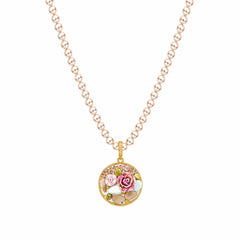 Ladies Flower Rhinestone 18k Gold-plated Freshwater Pearl Hand-Painted Drip Glaze Factory Price in Stock  Pendant Necklace