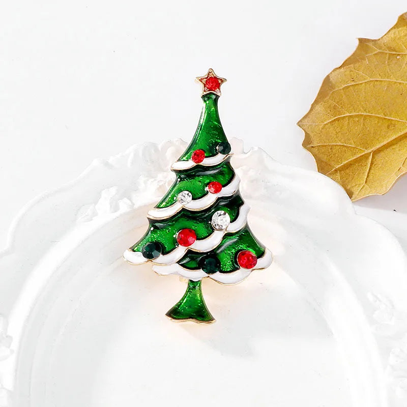 Fashion Christmas Trees Santa Brooches Plants Glamorous Charms Pins Jewelry for Women Ladies Accessories Wholesale Hot Sale
