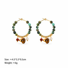 Tiger Eye Stone Freshwater Pearl Red Agate African Turquoise Hoop Earrings for Girls Boho Jewelry for Women Ladies Wholesale