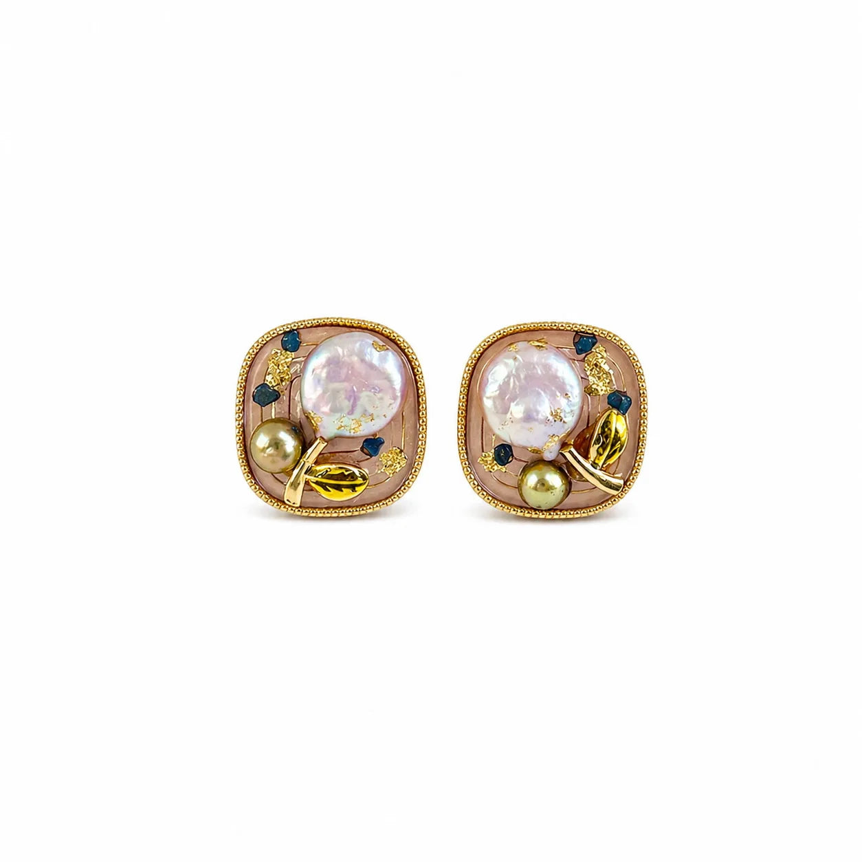 Fashion S925 Silver Freshwater Pearl Stud Earrings for Girls Sweet Flower Drip Glaze 18K Gold Jewelry for Women Ladies Wholesale