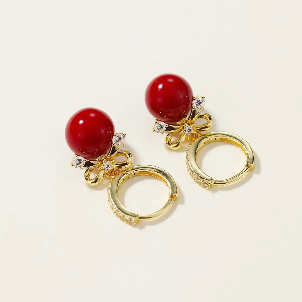 Fashion Sweet Elegant Red Dainty Hoop Earrings for Girls Bowknot Butterfly Jewelry for Women Ladies Accessories Art Deco Charms