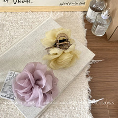 Korean Style Solid Color Flower Hair Claw Clips for Women Elegant Chic Hair Accessories for Girls Brand New Sweet Solid Fabric