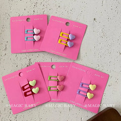 Cute Chic Simple Snap Hair Clips 5cm Heart-Shaped Candy Colors Baby Girls' Fashion Accessories Alloy Material for Party