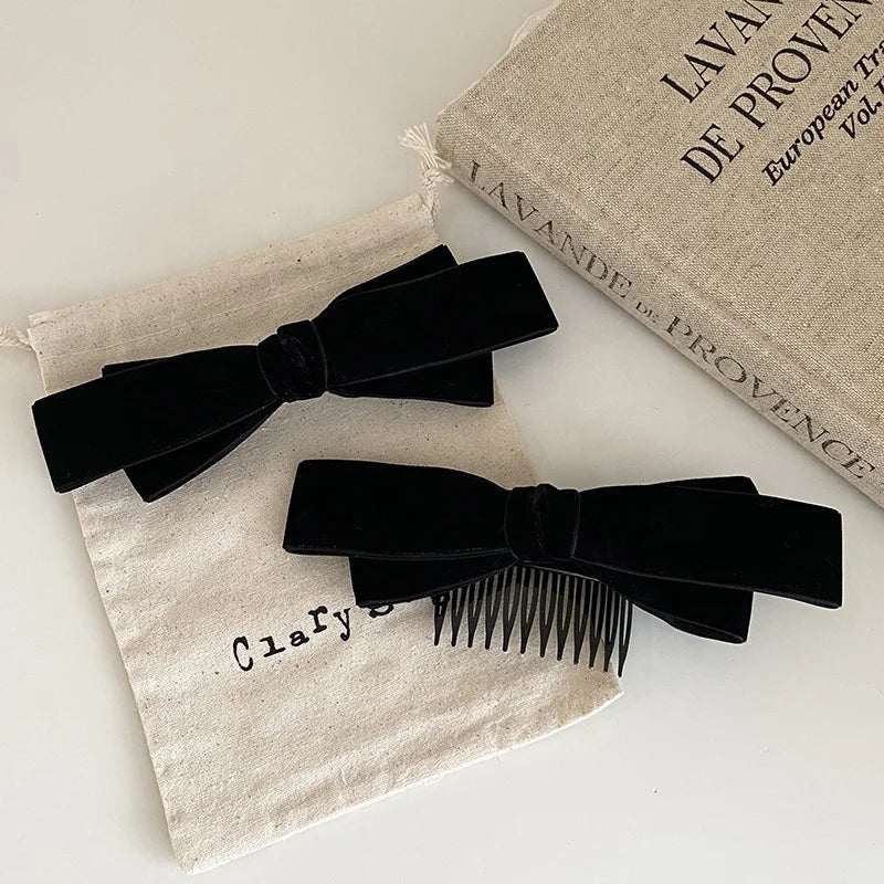 Fashion Simple Bowknot Velvet Hair Clips for Girls Elegant Graceful Barrettes for Women Ladies Hair Accessories in Stock Chic