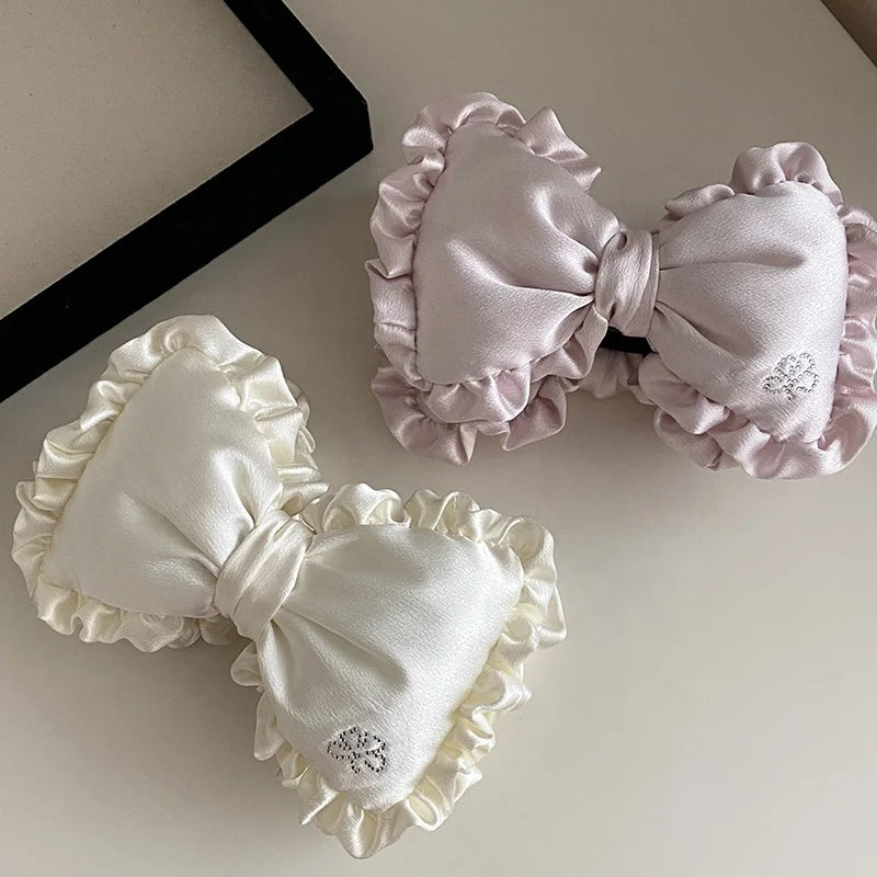 Trendy Lustrous Luxury Bowknot Satin Hair Clips for Girls Sweet Elegant Cute Banana Clips for Women Ladies Hair Accessories