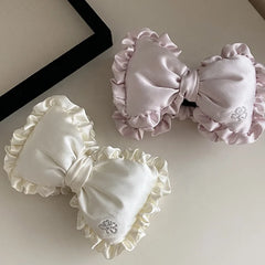 Trendy Lustrous Luxury Bowknot Satin Hair Clips for Girls Sweet Elegant Cute Banana Clips for Women Ladies Hair Accessories