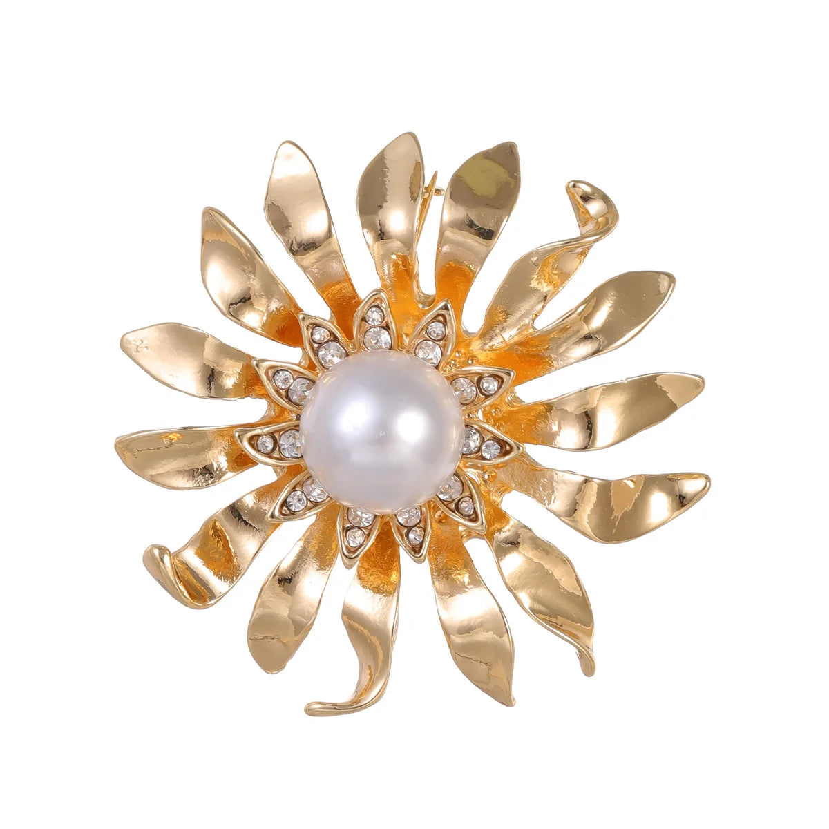 Fashion Glitter Sweet Flowers Floral Sparking Brooches for Girls Imitation Pearl Pins Jewelry for Women Ladies Accessories