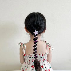 Kids Candy Color Star Telephone Wire Hair Ties Fashion Chic Sweet Cute in Stock Scrunchies Accessories for Children Daily Causal