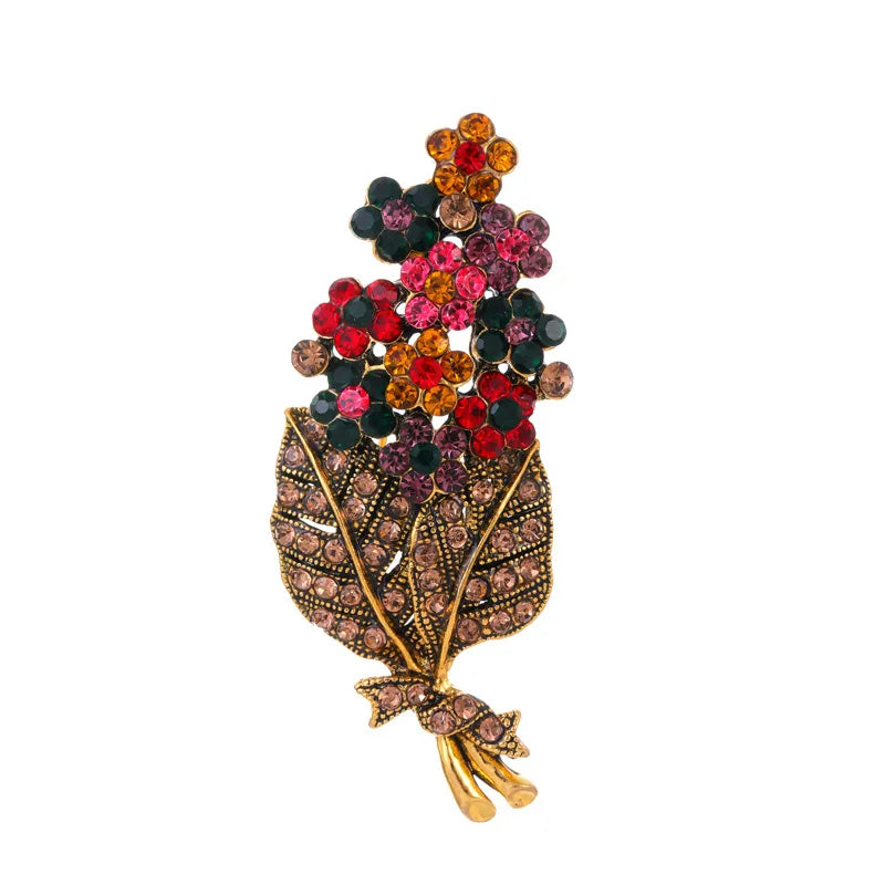 Fashion Trendy Glitter Vintage Retro Brooches for Girls Luxury Rhinestone Pins Jewelry for Women Ladies Accessories Wholesale
