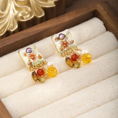 Fashion Red Agate Natural Stone Crystal Drop Earrings or Girls Tassel 18K Gold Jewelry for Women Ladies Wholesale China Supplier