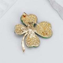 The Lucky Four-leaf Clover Brooches for Girls Sweet Elegant Glitter Pins Jewelry for Women Ladies Accessories Wholesale Chic