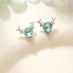 Blue Heart Zircon Stud Earrings Diamante Fashion Sweet Elegant Exquisite Earrings Bulk 2025 New Jewellery for Women Wholesale