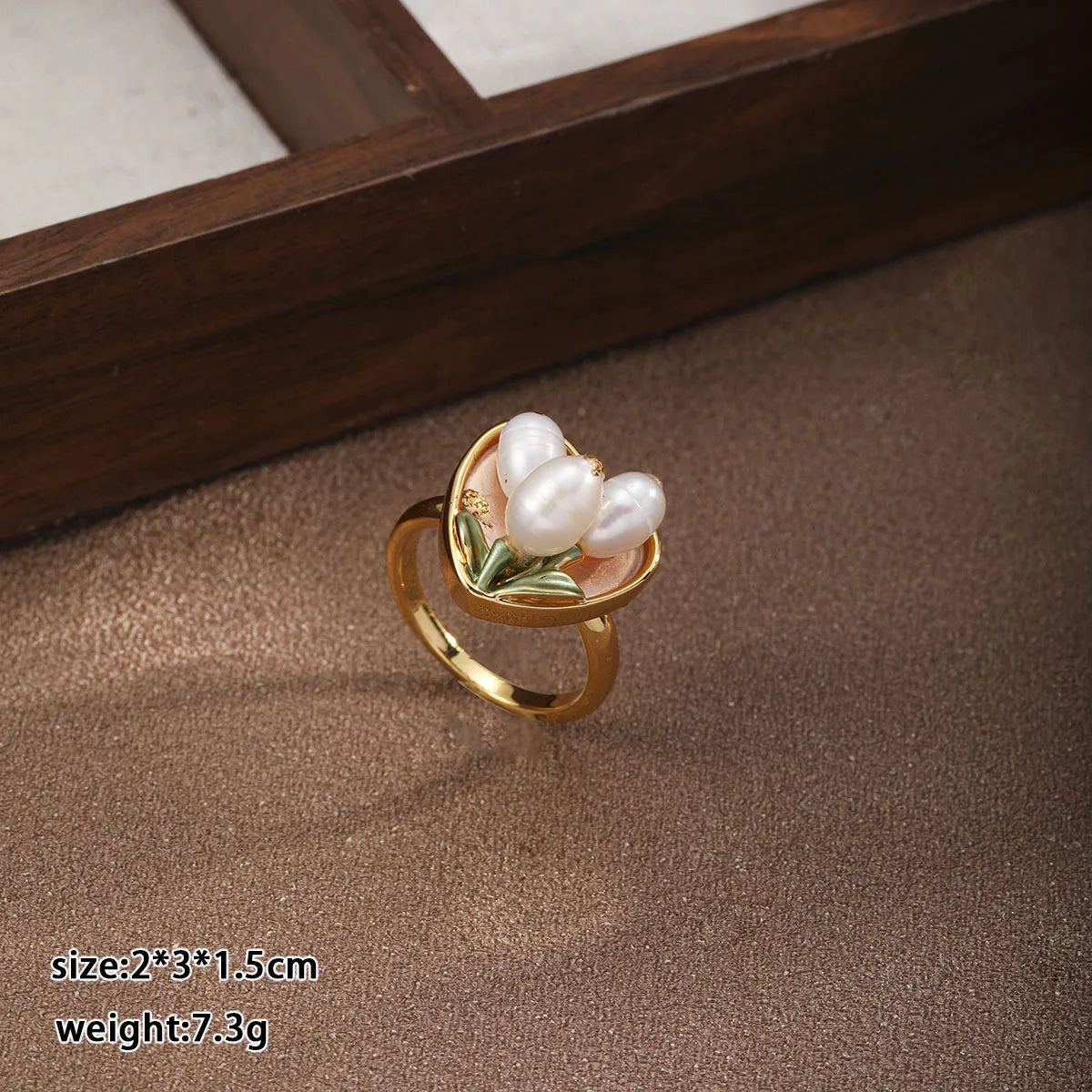 Fashion Freshwater Pearl Flowers Copper 18K Gold Plated Rings for Girls Sweet Elegent Jewelry for Women Ladies Wholesale Bulk