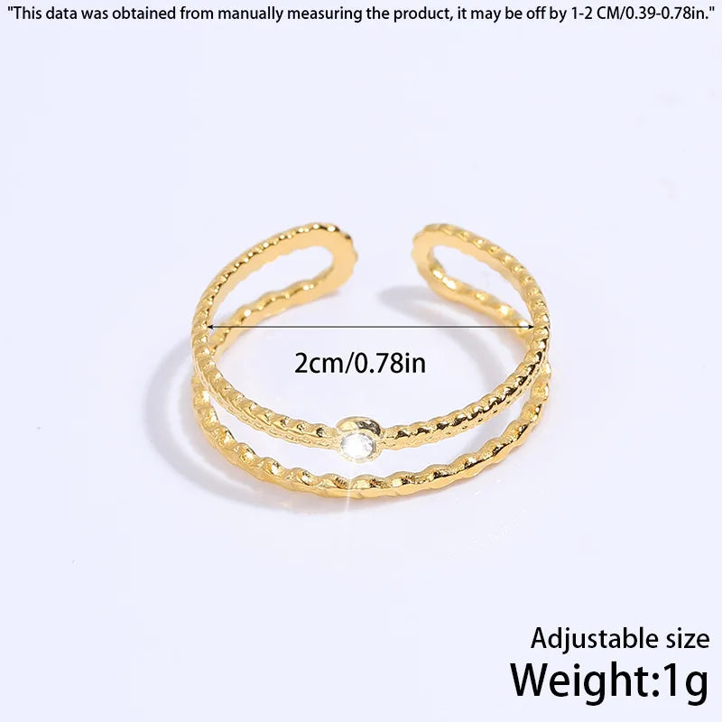 Fashionable Rings Women Simple Wheat Ear Style Gemstone Rings Versatile High-end Stainless Steel Jewelry Accessories Wholesale