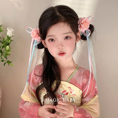 Sweet Flower Ribbon Cute Hair Clips for Baby Girls Vintage Chinese Style Alligators for Children Kids Hair Accessories in Stock
