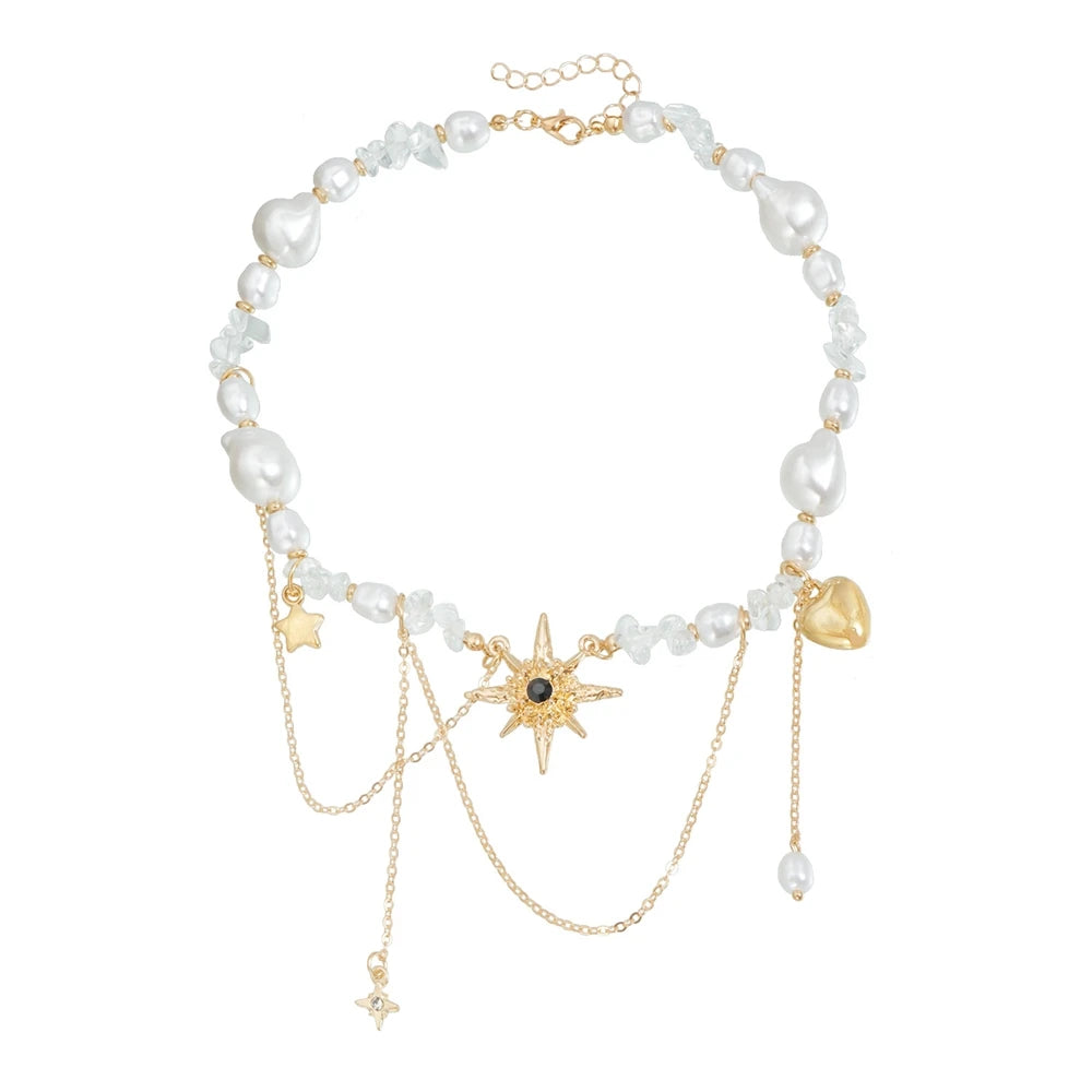 Sweet Cool Hot Girl Eight-pointed Star Necklace Light Luxury Fashion Niche Style Elegant Trendy Jewelry for Women Ladies Chic