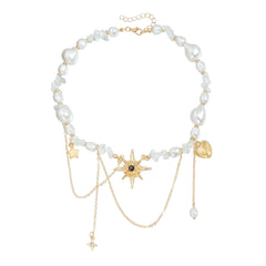 Sweet Cool Hot Girl Eight-pointed Star Necklace Light Luxury Fashion Niche Style Elegant Trendy Jewelry for Women Ladies Chic