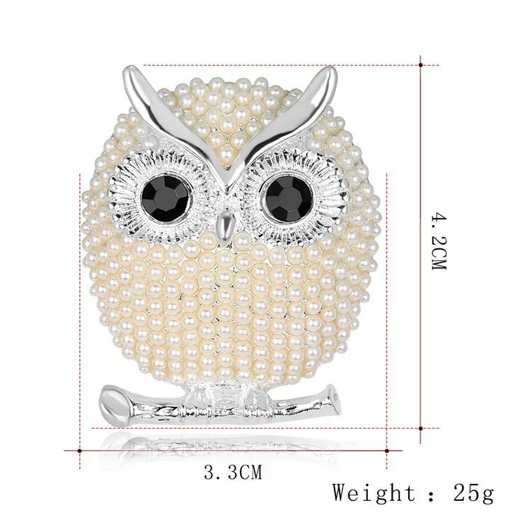 Fashion Luxury Imitation Pearl Owl Sweet Brooches for Girls Elegant Glamorous Charms Pins Jewelry for Women Ladies Accessories