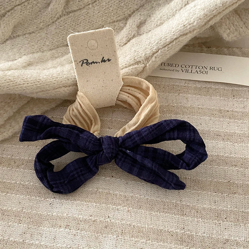 Fashion Trendy Bowknot Solid Color Scrunchies for Girls Sweet Simple Elegant Hair Ties for Women Ladies Hair Accessories Chic