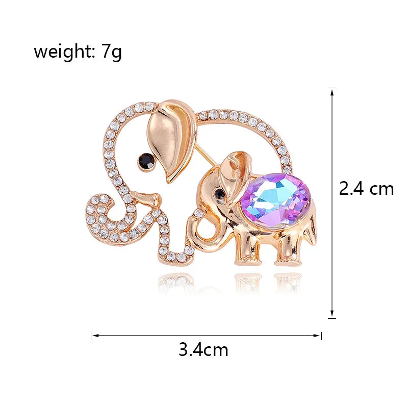 Fashion Glitter Sparking Luxury Simple Animals Elephant Brooches for Girls Sweet Stylish Pins Jewelry for Women Ladies Accessory