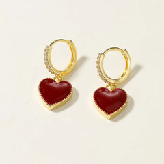 Fashion Elegant Vintabge Flowers Rose Drop Earrings for Girls Sweet Heart Shaped Jewelry for Women Ladies Accessories Wholesale