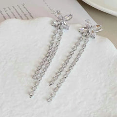 Female Tassel Square Shape New Design Rhinestone Drop Earring Fashion Sparking Glitter Luxurious Bulk Daily Jewelry Accessories