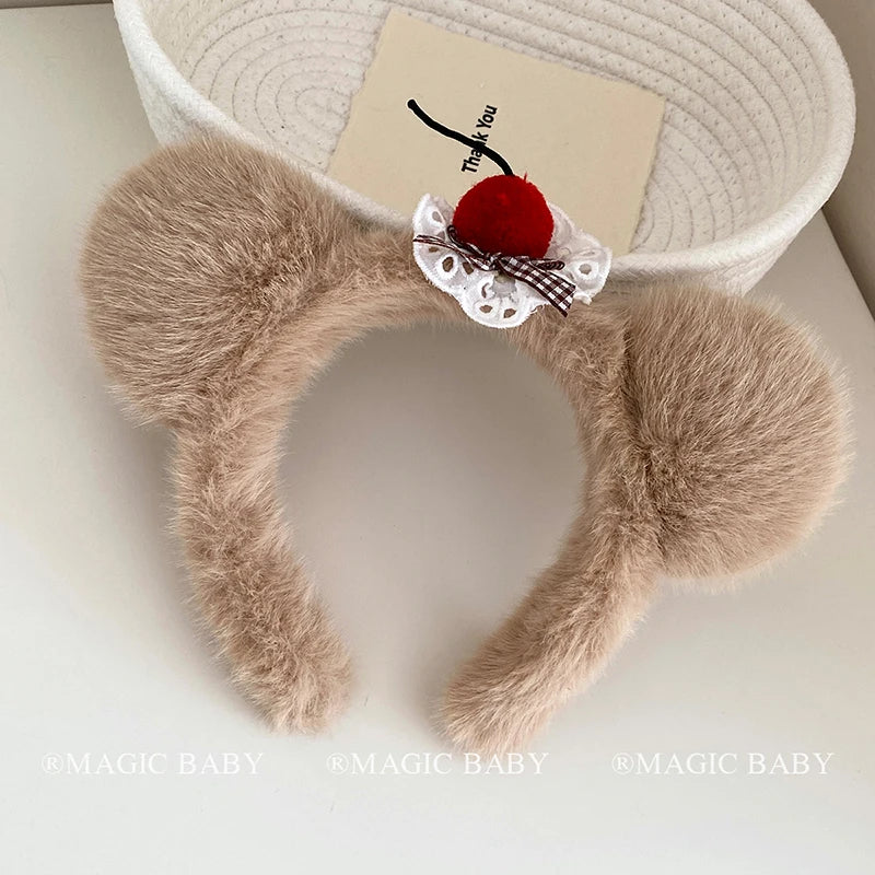 Cute Sweet Fluffy Animals Bear Ear Head Band for Baby Girls Fashion Kawaii Fruit Hairband for Kids Children Hair Accessories