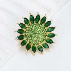 Fashion Sunflower Sweet Trendy Glitter Rhinestone Brooches for Girls Stylish Trendy Pins Jewelry for Women Ladies Accessories