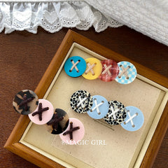 2025 Hot Sale Women Multicolor Button Small Alligator Clips Sweet Fashion New Design Hairpins Accessories for Female Daily Use