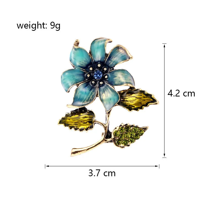 Fashion Flowers Vintage Retro Elegant Brooches for Girls Glitter New Design Sweet Floral Pins Jewelry for Women Ladies Accessory