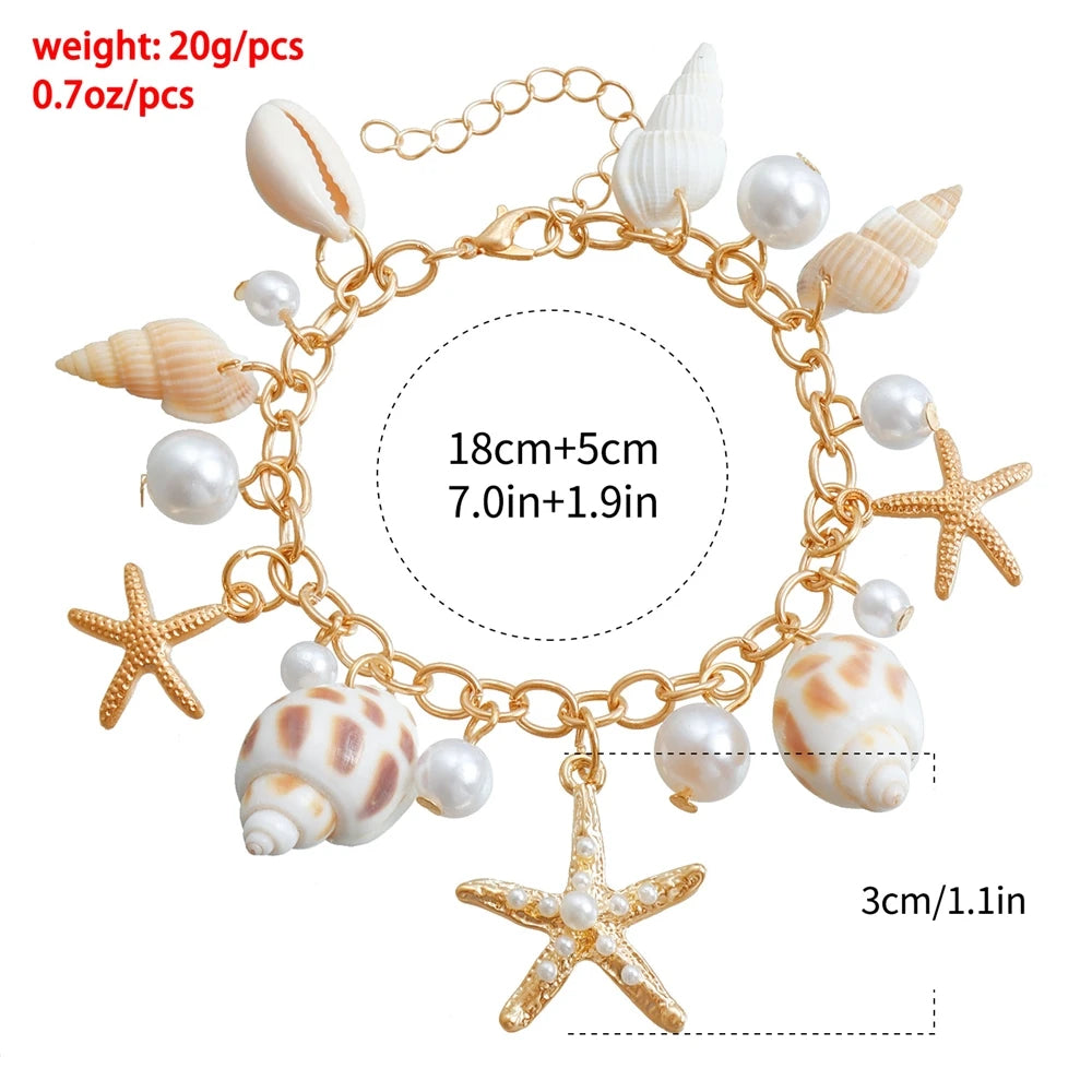 Fashion Trendy Sea Star Boho Stylish Bracelets for Girls Sweet Elegant Bold Dainty Jewellry for Women Ladies Accessories Chic