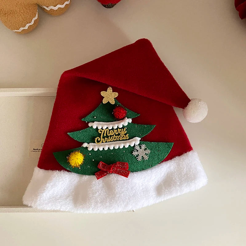 2025 Christmas Classic Santa Claws Sweet Hat for Baby Girls Cute Fashion Hair Accessories for Kids Children Chinese Supplier
