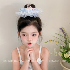 Cute Elegant Stripe Plaid Lace Sweet Scrunchies Baby Girls Graceful Fashion High Quality Durable Hair Ties Kids Children Hair