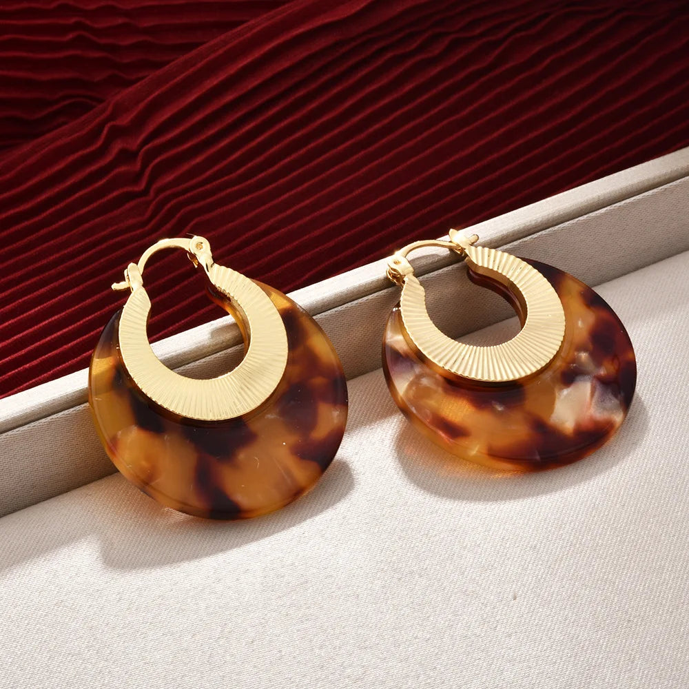 Women's Fashionable Hoop Earrings Artistic Retro High-end Leopard Print Earrings Elegant Trendy Ear Accessories Autumn Winter